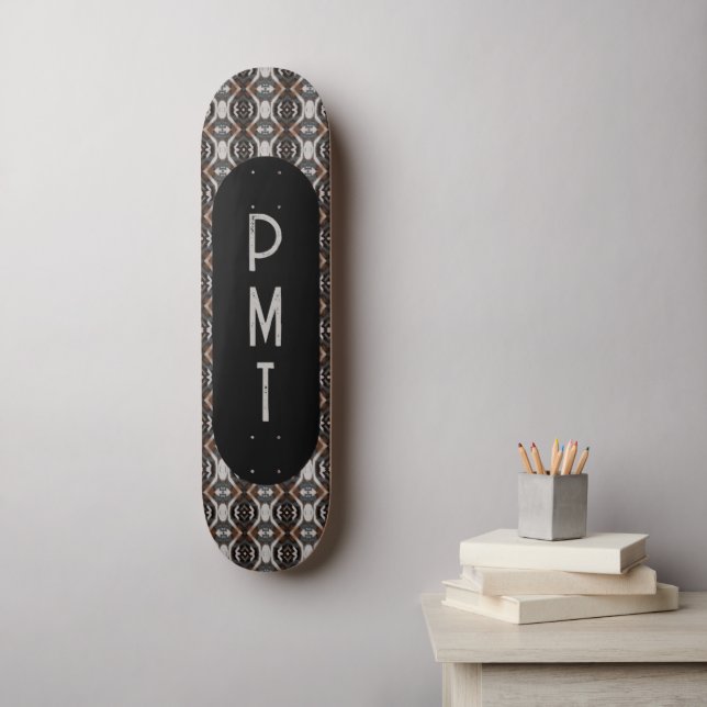Skateboard Monogramme Brown Skate noir (Art mural)