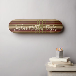 SKATEBOARD MONOGRAMME CLASSIQUE LIGNE MOTIF ROUGE BROWN