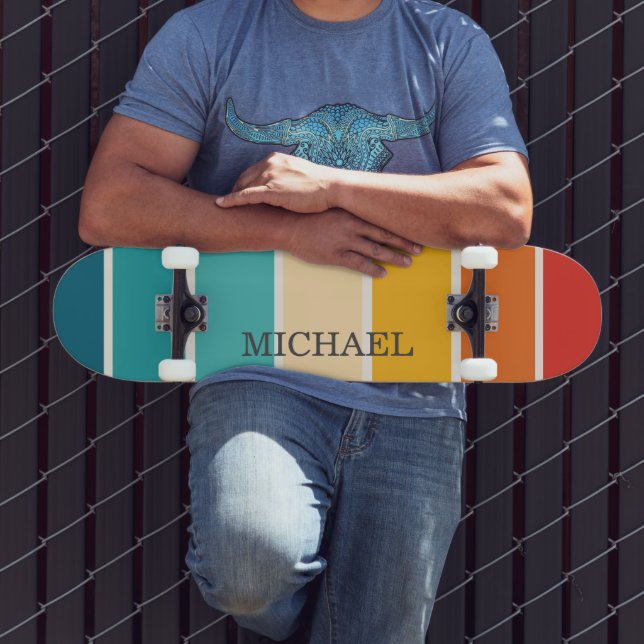 Skateboard Monogramme de bandes rétro (Extérieur 3)