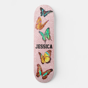 Skateboard Monogramme de la Parties scintillant des papillons