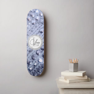 Skateboard Monogramme de perles bleues éblouissantes