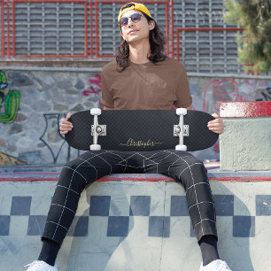 Skateboard Monogramme d'or Cool Black À damiers Motif signé