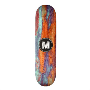 Skateboard Monogramme en bois de texture de grain de rétro