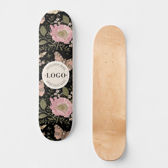 Skateboard Monogramme floral botanique de fleurs sauvages à l (Recto)