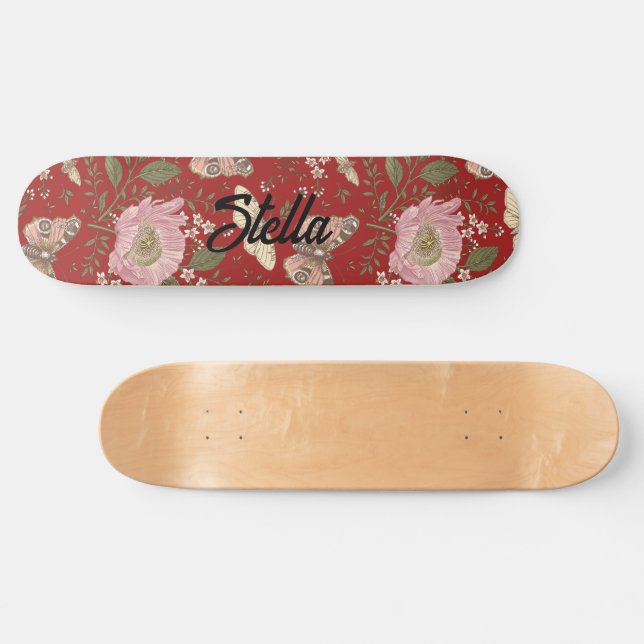 Skateboard Monogramme floral botanique de fleurs sauvages à l (Horz)