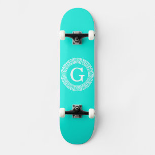Skateboard Monogramme initial du cadre de ligne clé grecque d