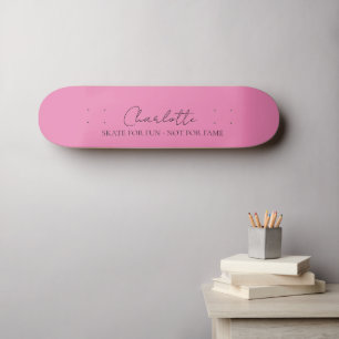 Skateboard Monogramme minimaliste élégant Nom rose