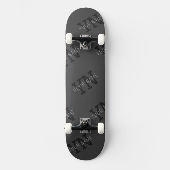 Skateboard Monogramme moderne Carrelé gris foncé Nom/autre te (Recto)