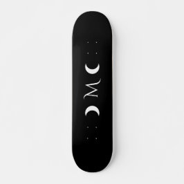 Skateboard Monogramme noir et blanc moderne des lunes de croi