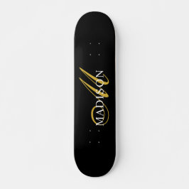Skateboard Monogramme noir moderne Gold Nom du script