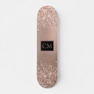 Skateboard Monogramme rose Parties scintillant métal or
