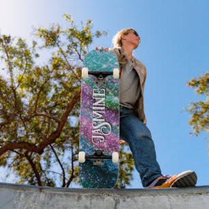 Skateboard Monographie Whimsical ondulé bleu violet Parties s