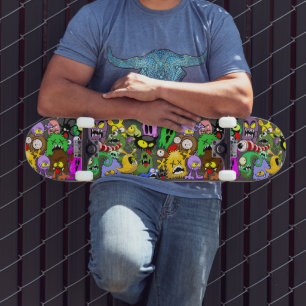 Skateboard Monstres caractères mignons Motif d'Halloween