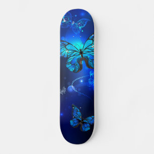 Skateboard Morpho Butterfly in the Dark Background