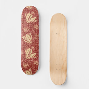 Skateboard Morris Inspiré Lily Flower Botanique Rouge Textile