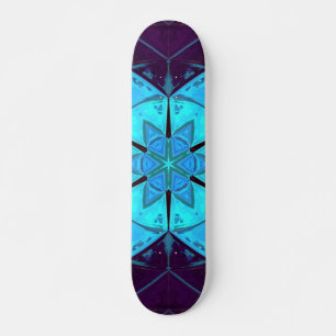 Skateboard Mosaic Kaleidoscope Fleur bleu et violet