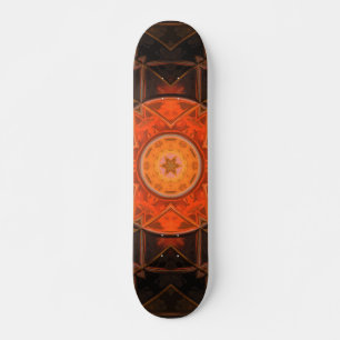 Skateboard Mosaic Kaleidoscope Fleur Orange et Brown