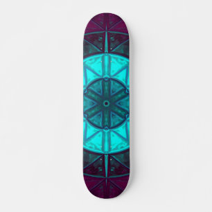 Skateboard Mosaic Mandala Flower bleu et violet