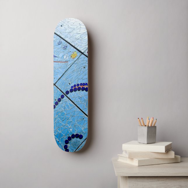 Skateboard Mosaïque de miroir géométrique de Baltimore bleu A (Art mural)