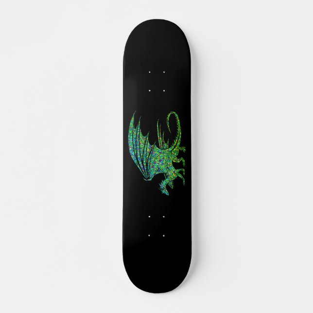 Skateboard Mosaïque Extraordinaire de dragon vert  (Devant)