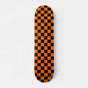 Skateboard Motif à carreaux à damier orange et noir