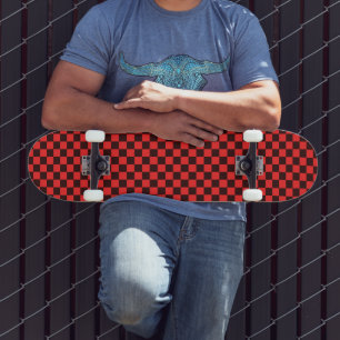 Skateboard Motif à carreaux gras rouge et noir