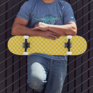 Skateboard Motif à carreaux jaune ensoleillé