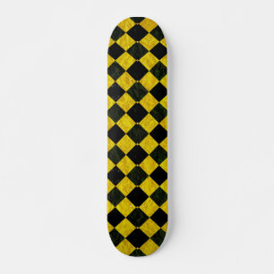 Skateboard Motif à damiers noir et jaune
