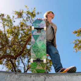 Skateboard Motif à fleurs bleu et vert