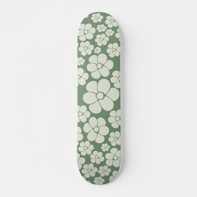 Skateboard Motif à fleurs - Vert (Devant)