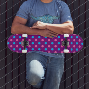 Skateboard Motif à pois rose bleu violet