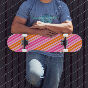 Skateboard Motif à rayures verticales rose et orange