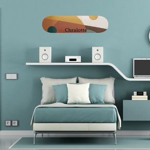 Skateboard Motif abstrait rétro jaune