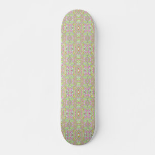 Skateboard Motif Abstrait Trippy Retro Rose et Lime Green