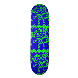 Skateboard Motif animal bleu de vert de chaux de singe mignon