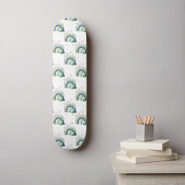Skateboard Motif arc-en-ciel aquarelle (Art mural)