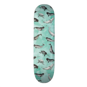 Skateboard Motif arctique de Narwhals et de belugas