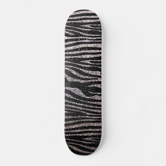 Skateboard Motif argenté de rayure de zèbre (parties (Recto)