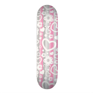 Skateboard Motif avec des coeurs et des fleurs