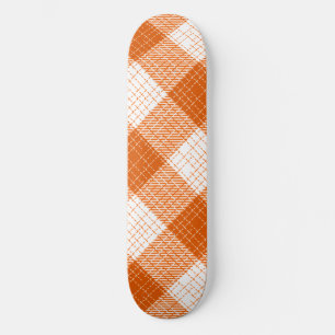 Skateboard Motif carreaux à carreaux gras orange et blanc