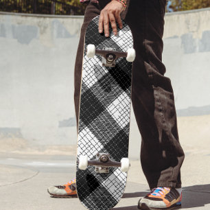 Skateboard Motif carreaux à carreaux noir et blanc gras