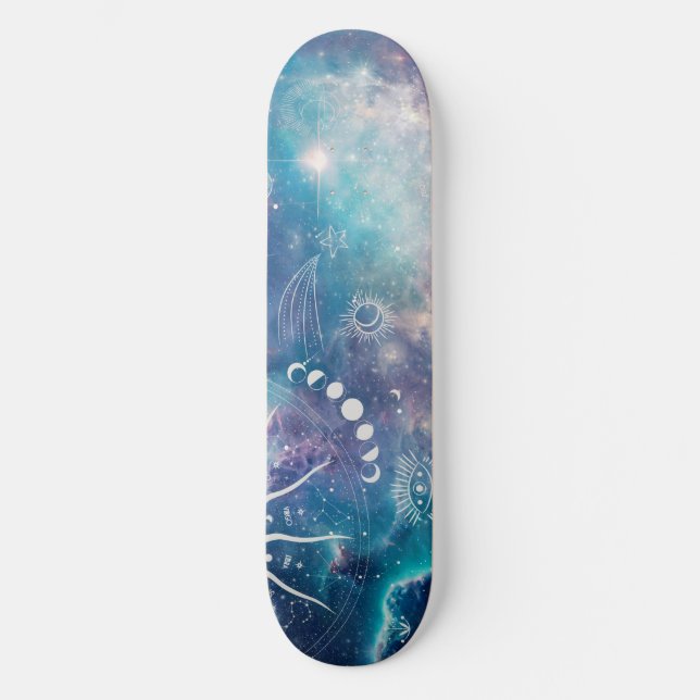 Skateboard Motif céleste bleu violet (Recto)
