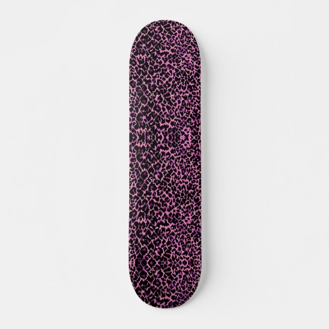 Skateboard Motif Cheetah rose et noir (Devant)