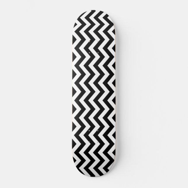 Skateboard Motif Chevron noir et blanc (Recto)