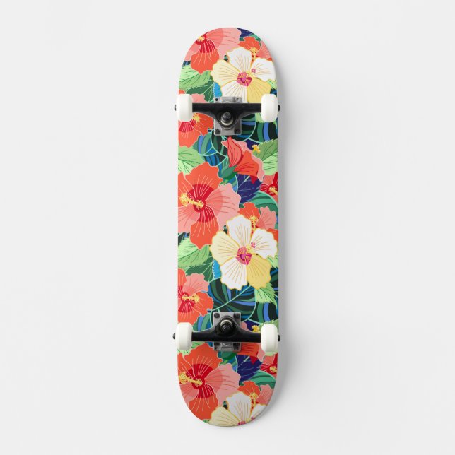 Skateboard Motif coloré de ketmie (Recto)