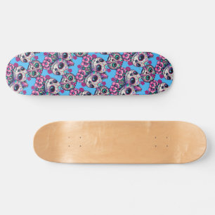 Skateboard Motif crâne de sucre coloré