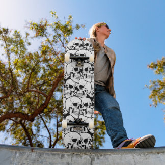 Skateboard Motif crâne noir et blanc