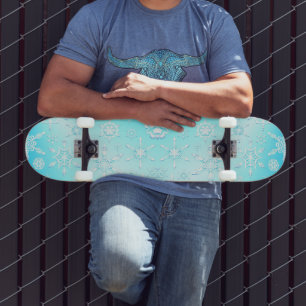 Skateboard Motif Crystal Snowflakes