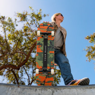 Skateboard Motif de camouflage orange, Votre nom, Personnalis