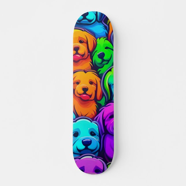 Skateboard Motif de chien branché pour les amoureux des anima (Devant)